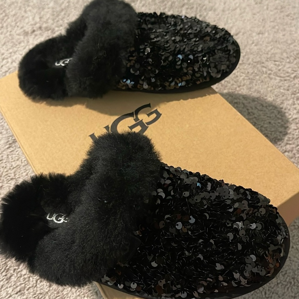 Black UGG Plush slippers